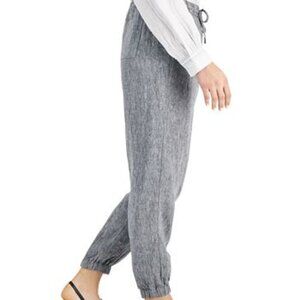 Charter Club Black and White Linen Joggers with Elastic Waistband